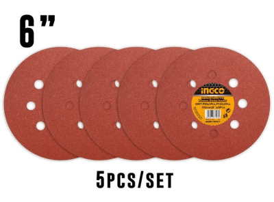 LIJA DE DISCO VELCRO 150MM SET DE 5 PIEZAS INGCO / AKRS150051