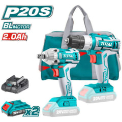 COMBO TALADRO ATORNILLADOR + LLAVE DE IMPACTO 20V 2BAT TOTAL - TCKLI2007 0