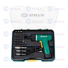 DESTORNILLADOR ELÉCTRICO INALÁMBRICO SATA 3.7V TIPO PISTOLA CON KIT DE 32 PIEZAS / ST151052 1