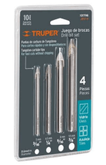 Juego de 4 brocas para vidrio y azulejo, Truper 101798 1