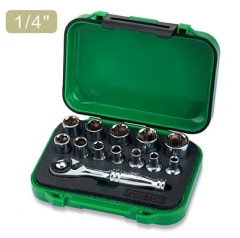 JUEGO DE DADOS 1/4” 13 PZS HEXAGONAL 4 MM A 13 MM CON MINI RATCHET/ GABW1301 0