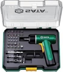 DESTORNILLADOR ELÉCTRICO INALÁMBRICO SATA 3.7V TIPO PISTOLA CON KIT DE 32 PIEZAS / ST151052 0
