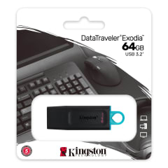 MEMORIA USB KINGSTON DATATRAVELER EXODIA 64GB (DTX/64GB) USB 3.2 GEN.1 / BLACK-CELESTE 1