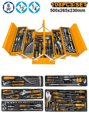 SET DE 108 HERRAMIENTAS MANUALES EN CAJA METALICA INGCO  HTCS151081 0
