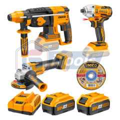 PACK ROTOMARTILLO + ESMERIL + ATORNILLADOR DE IMPACTO 20V INALAMBRICO INGCO 0