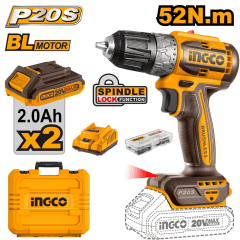 TALADRO ATORNILLADOR BRUSHLESS 52NM + 2 BATERIAS 2 A.H INGCO / CDLI20453 0
