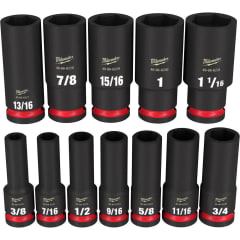 DADOS DE IMPACTO CON ACCIONAMIENTO DE 1/2 PULG. SAE DE 6 PUNTOS, 12 PIEZAS MILWAUKEE