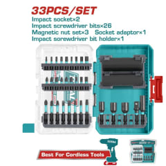 SET PUNTAS DESTORNILLASDOR DE IMPACTO 33PCS ESTUCHE INDUSTRIAL - TACSDL63306 1