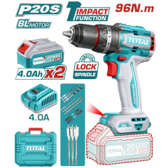 Taladro percutor LI-ON 20V 96NM 13MM + Baterias 2 X 4AH + ACC Maletin - TIDLI20968 0