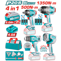 COMBO 20V LLAVE IMPACTO + PISTOLA CALOR + LINTERNA + MALETIN 2X5.0AH INDUSTRIAL EDIC.LIMITADA 0