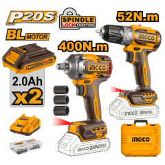 KIT BRUSHLESS TALADRO ATORNILLADOR + LLAVE DE IMPACTO + 2 BATERIAS + CARGADOR / CKLI20271 0