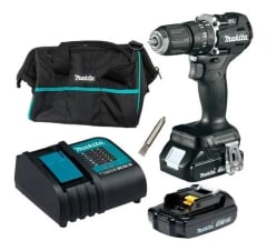 TALADRO PERCUTOR 1/2 LXT 18V  BLACK EDITION DHP487B + MALETA LONA MAKITA 3