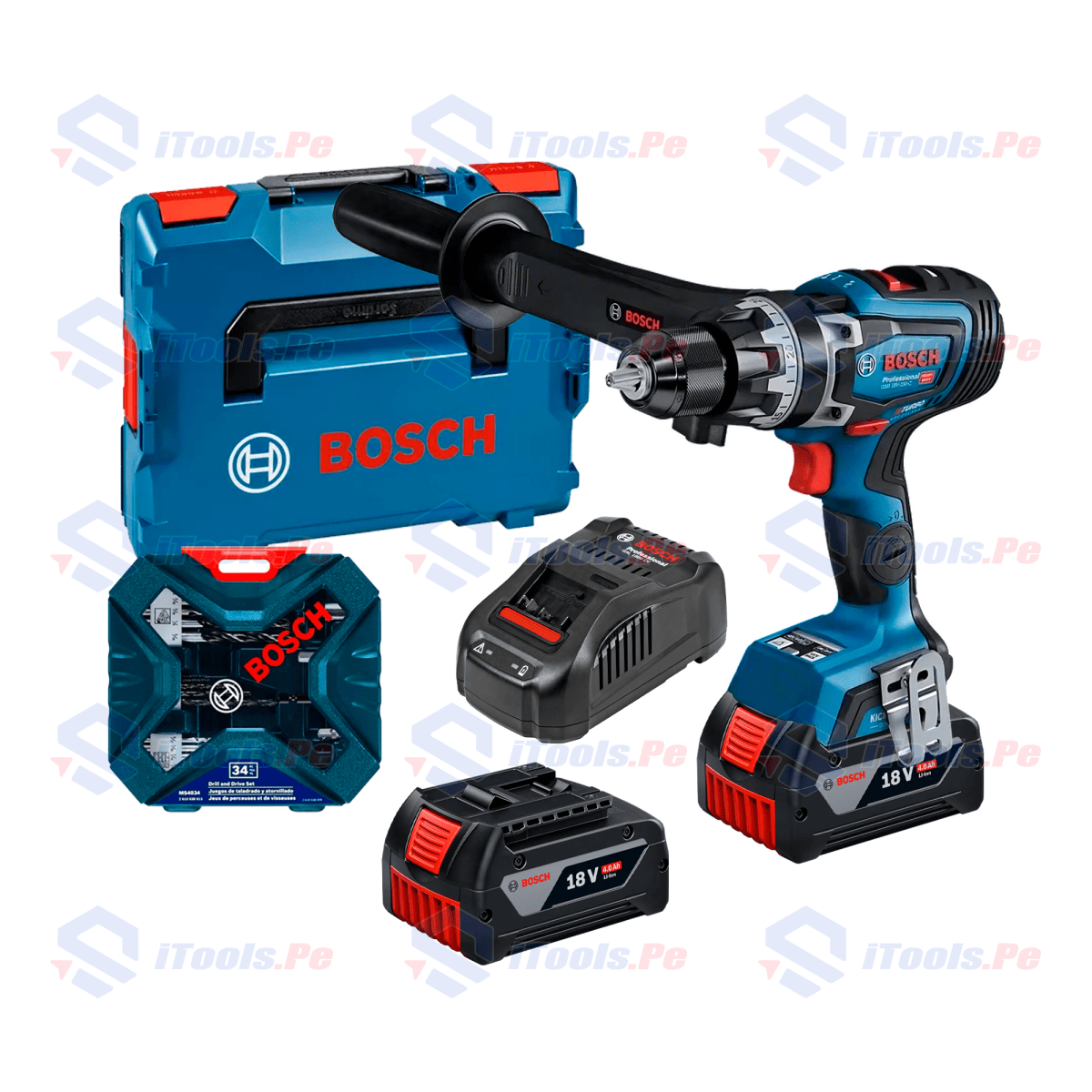 COMBO TALADRO PERCUTOR 1/2 BITURBO GSB 18V-150 + BATERIAS 4AH Y CARGADOR + JUEGO DE PUNTAS1