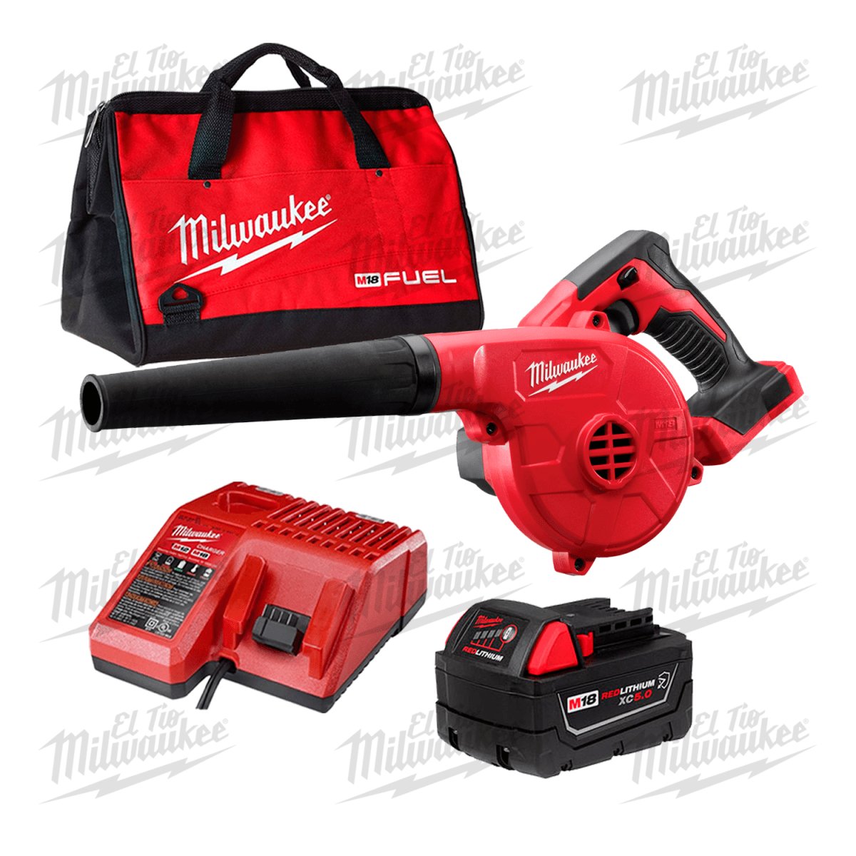 KIT SOPLADOR COMPACTO M18 + BATERIA 5AH + CARGADOR + MALETA FUEL1