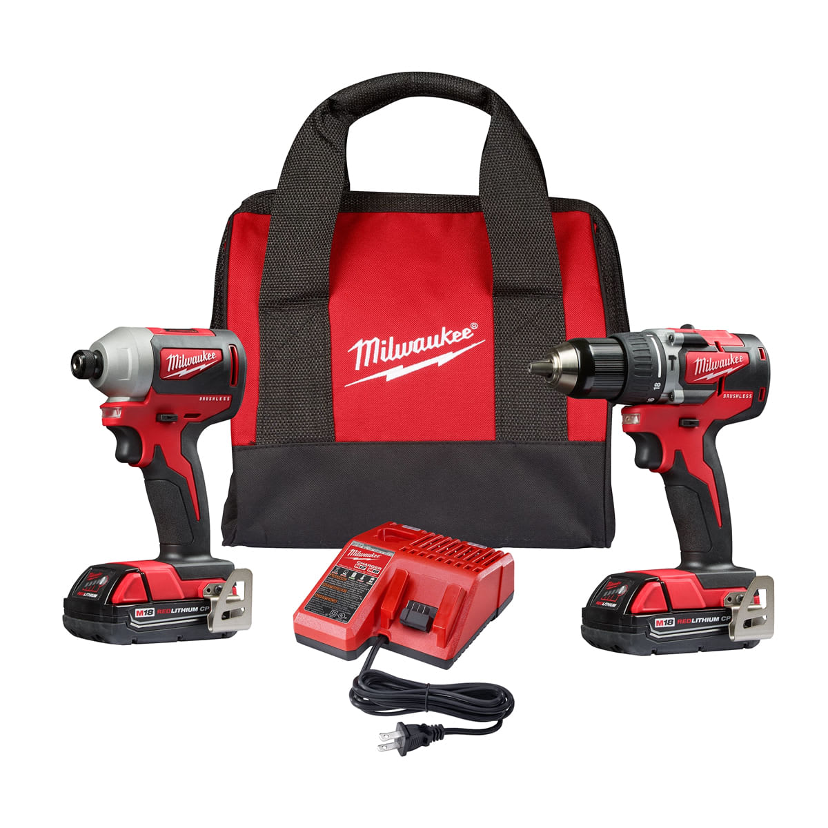Combo Brushless Milwaukee 2900-259C de Taladro  2802-20 + Atornillador de Impacto 2850-206