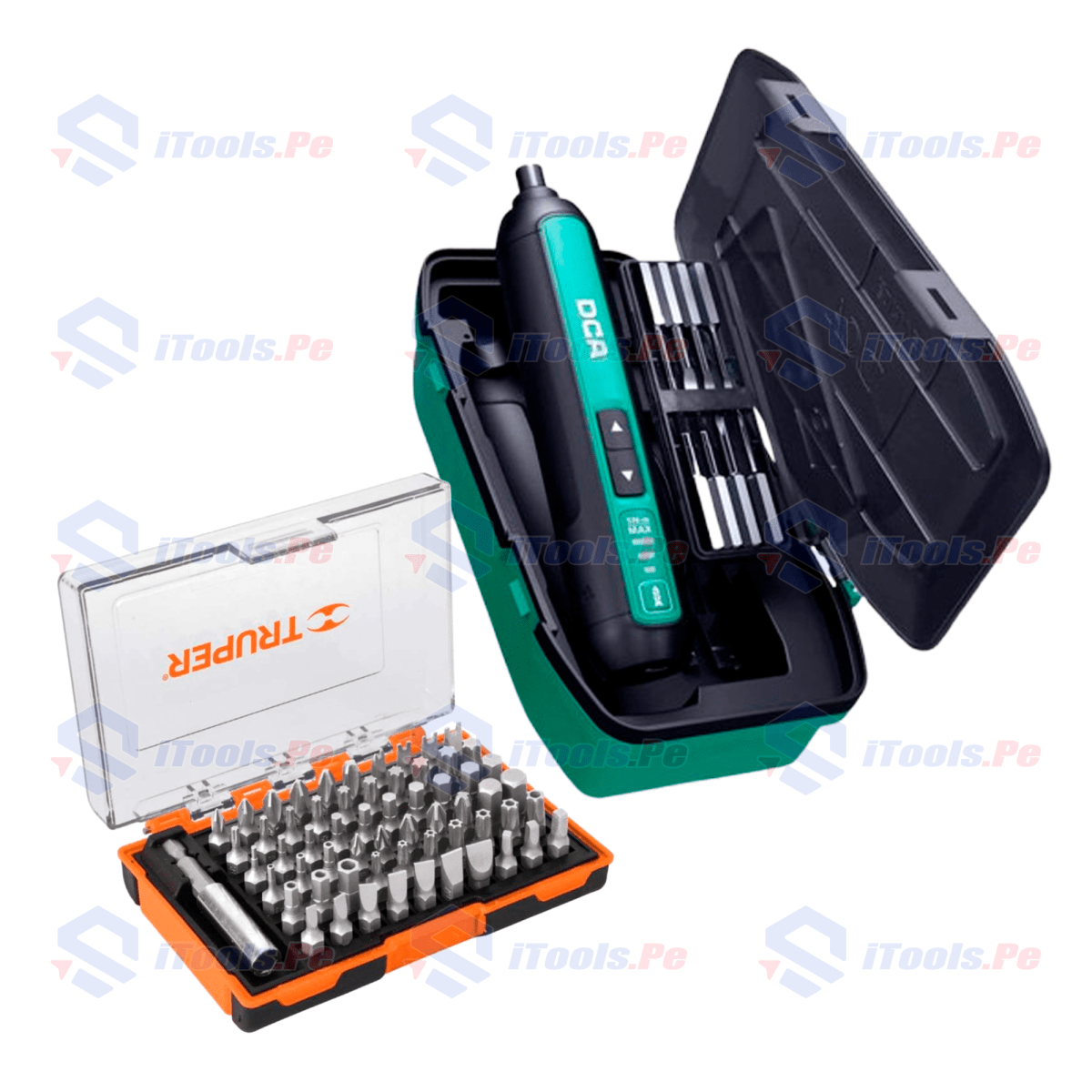 Destornillador 4v 2.0ah 1/4' hex 5nm + Juego de 61 puntas mixtas1