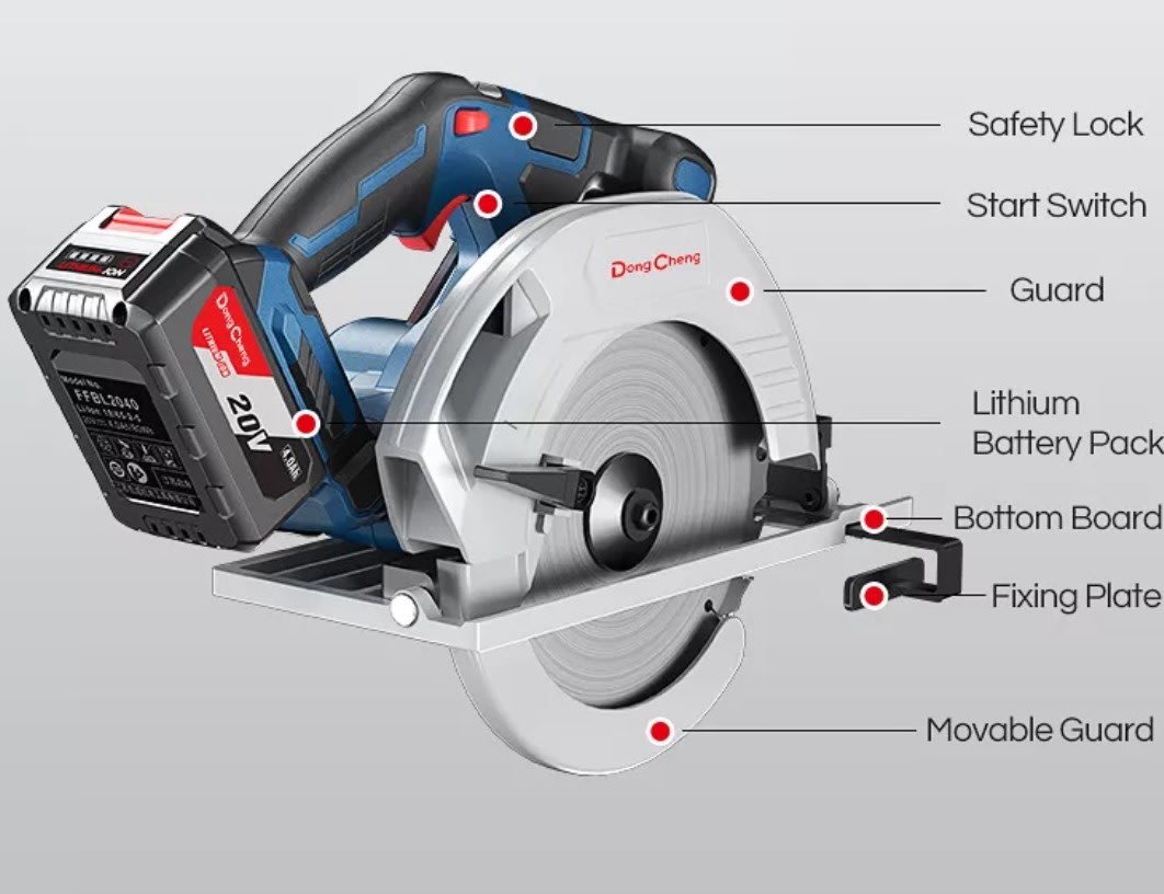Sierra circular inalambrica 20v 185mm Dongcheng dcmy02-1856