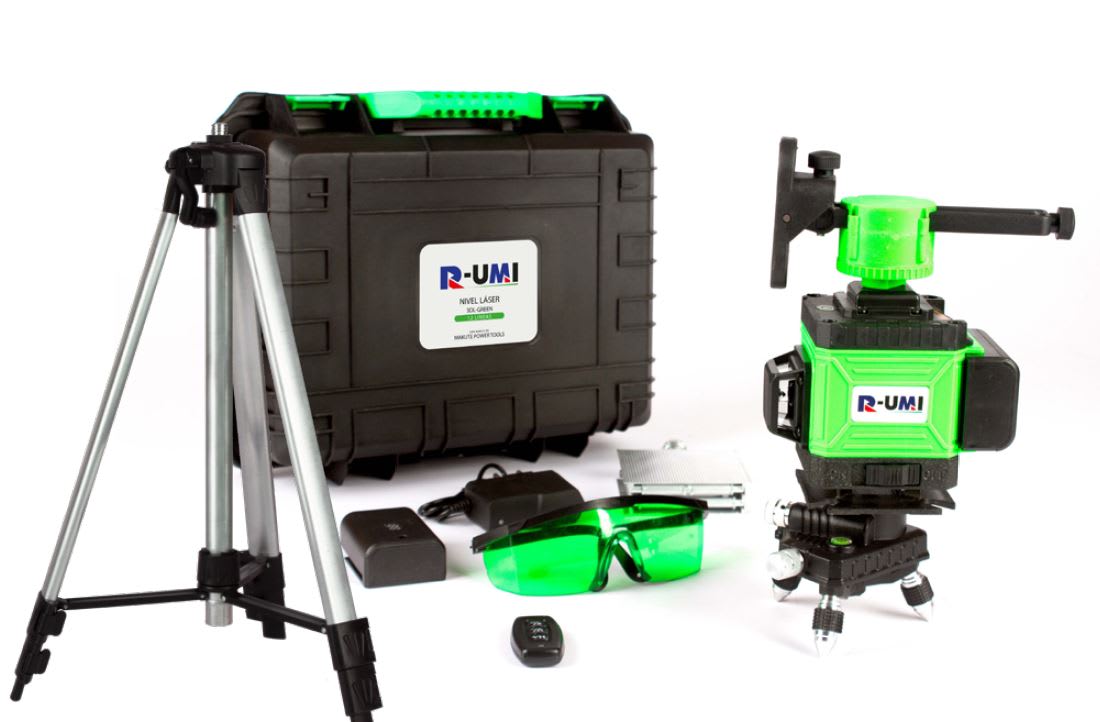 NIVEL LASER 12 LINEAS VERDE + TRIPODE 1.20MT R-UMI-12L1