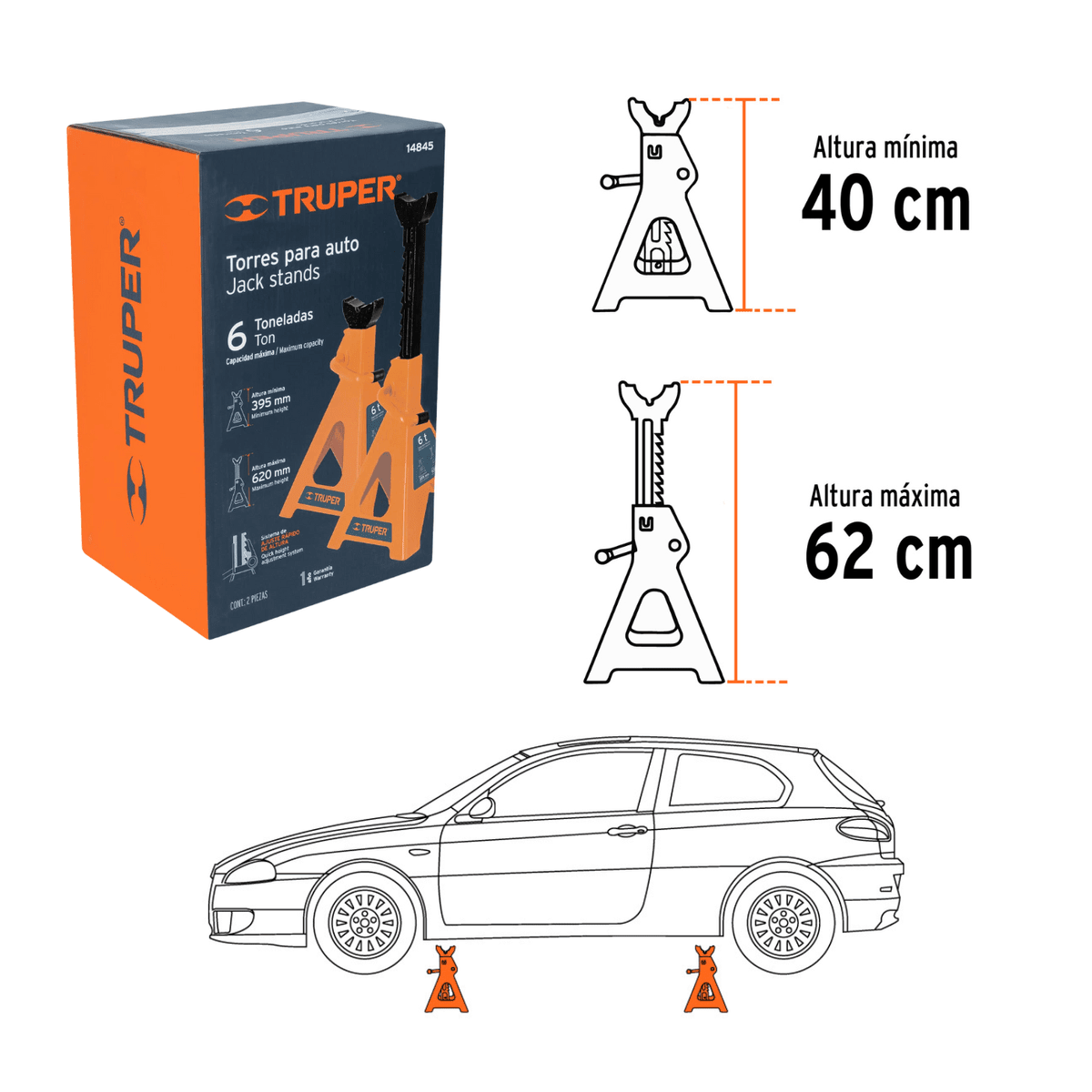 CABALLETE DE 6 TONELADAS PARA AUTO 2 PIEZAS 14845 TRUPER2