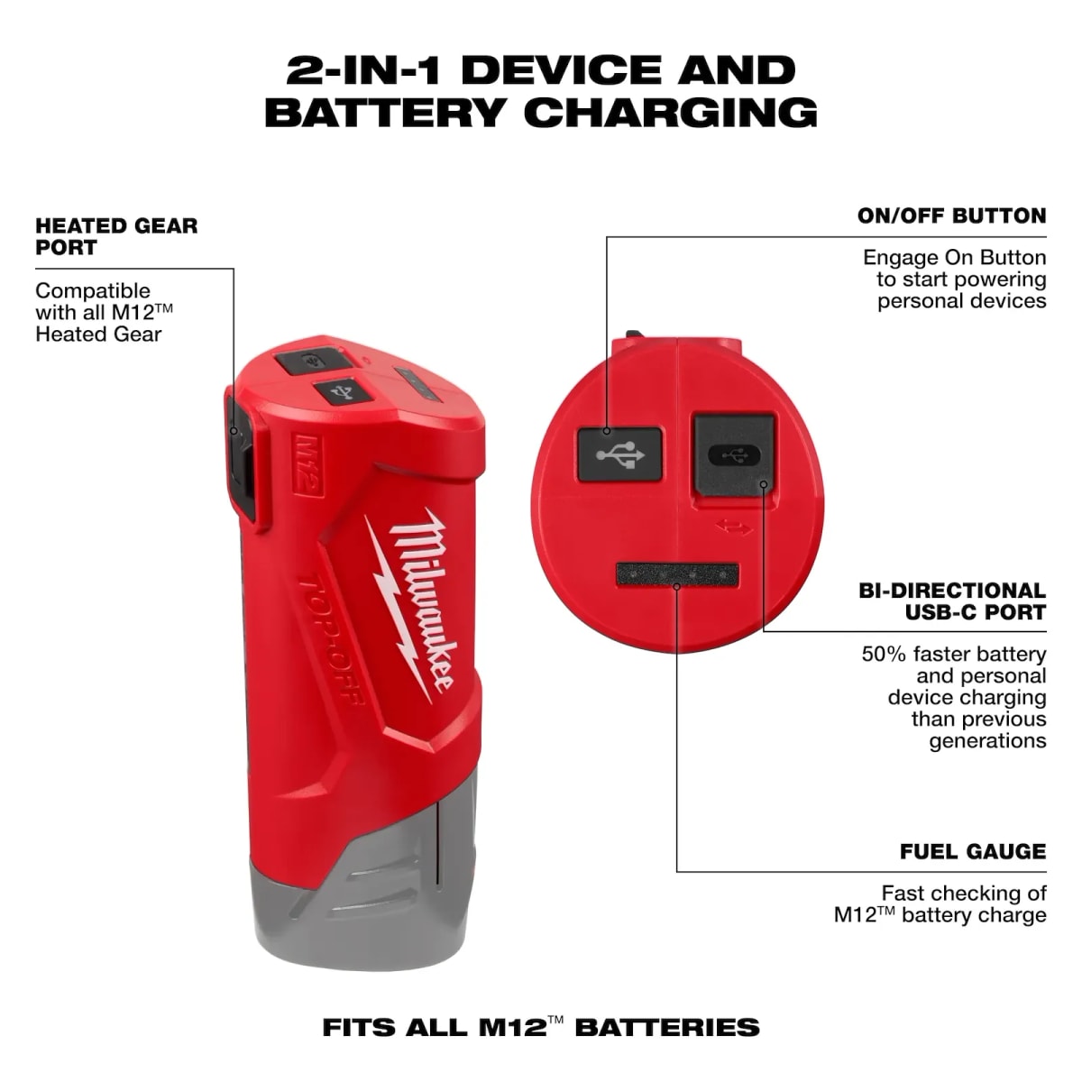 SUMINISTRO DE ALIMENTACIÓN Y CARGADOR M12™ TOP-OFF™/ 48-59-12113