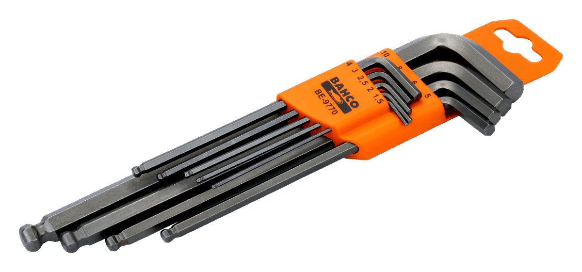 JUEGO DE LLAVE ALLEN LARGAS PUNTA HEXAGONAL BOLA 9PZAS BE-9770 BAHCO1