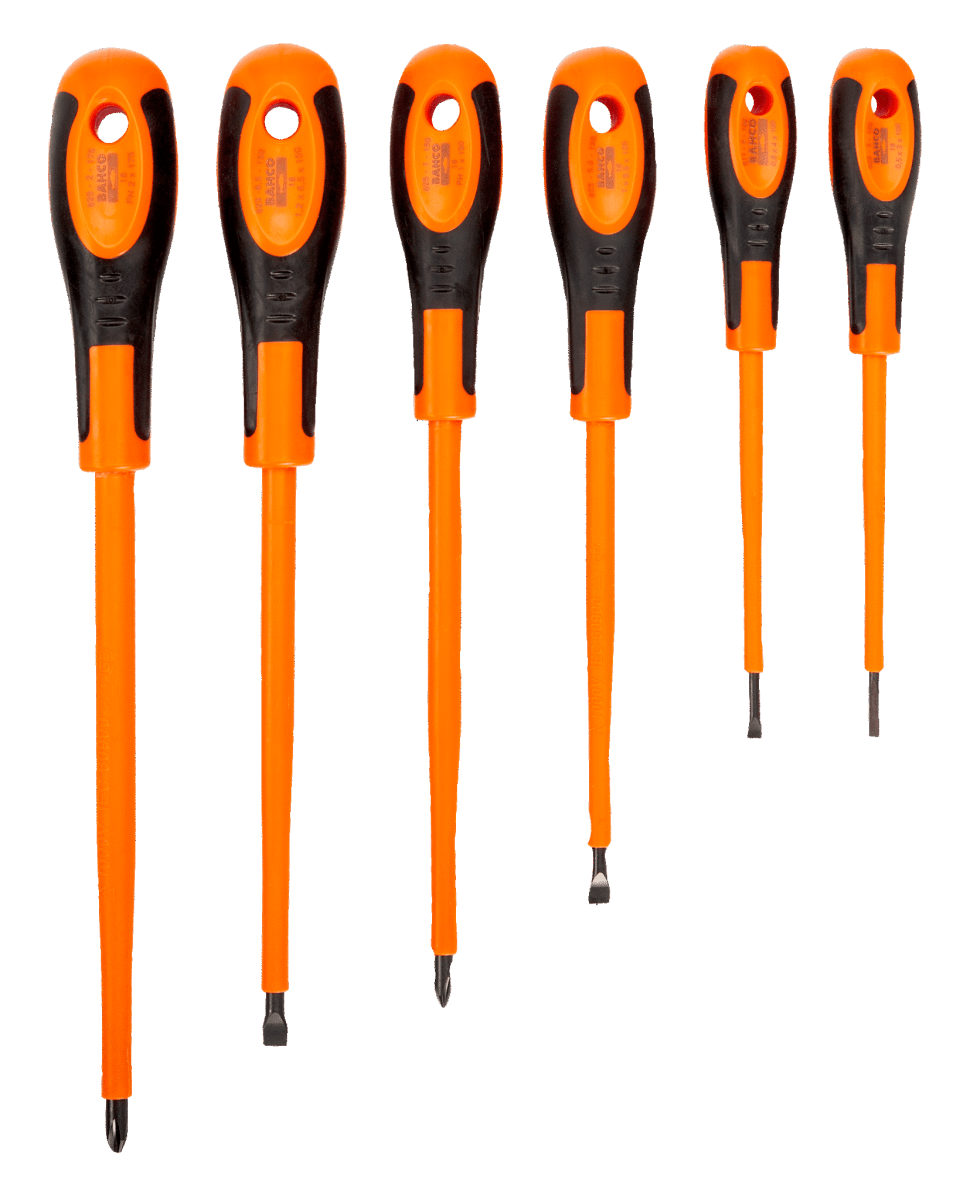 JUEGO DE DESTORNILLADORES PHILLIPS-PLANOS AISLANTES 1000V 6PZAS BAHCO / 620-62