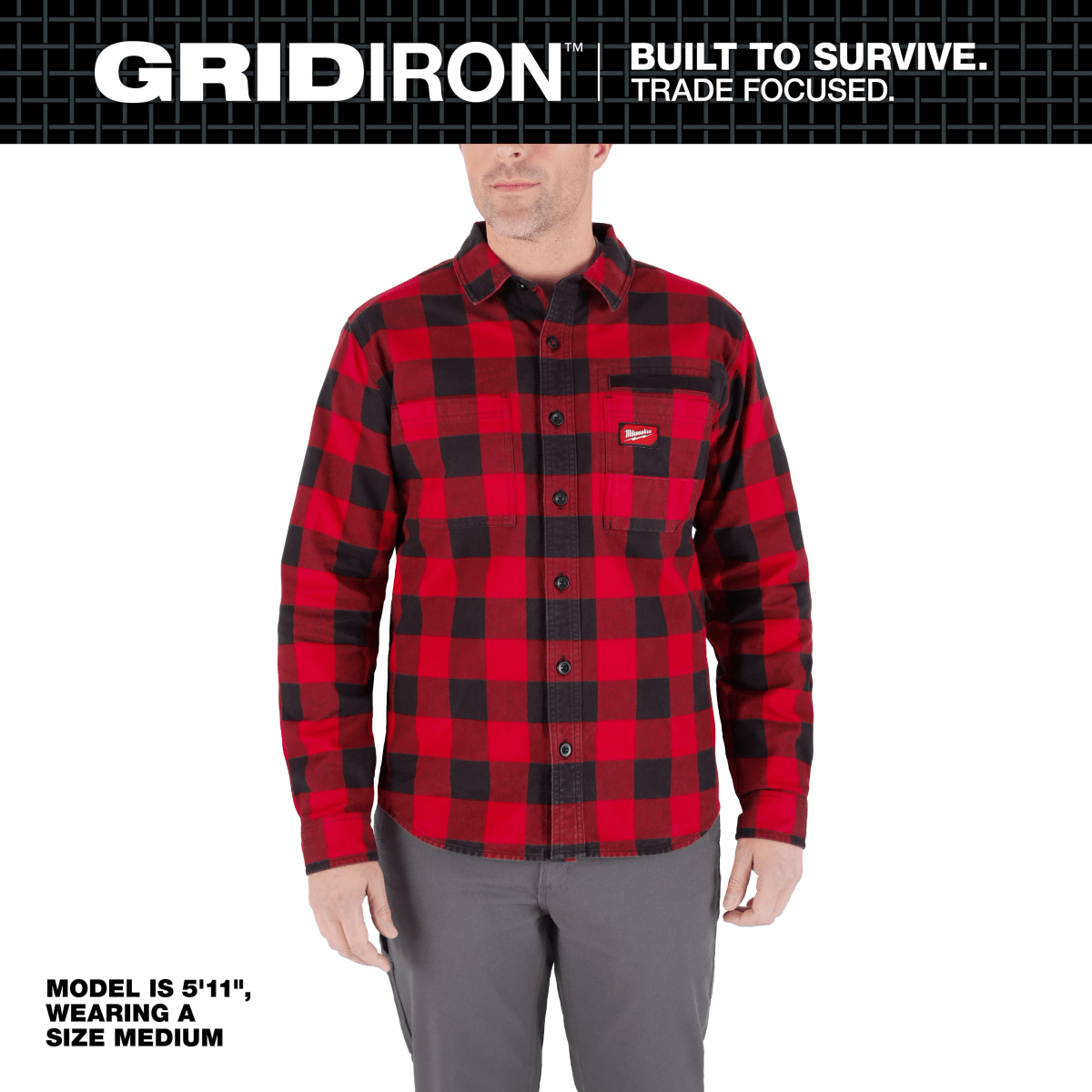 Camisa de franela roja para hombre Milwaukee GRIDIRON M551R-L / 58-82-29104