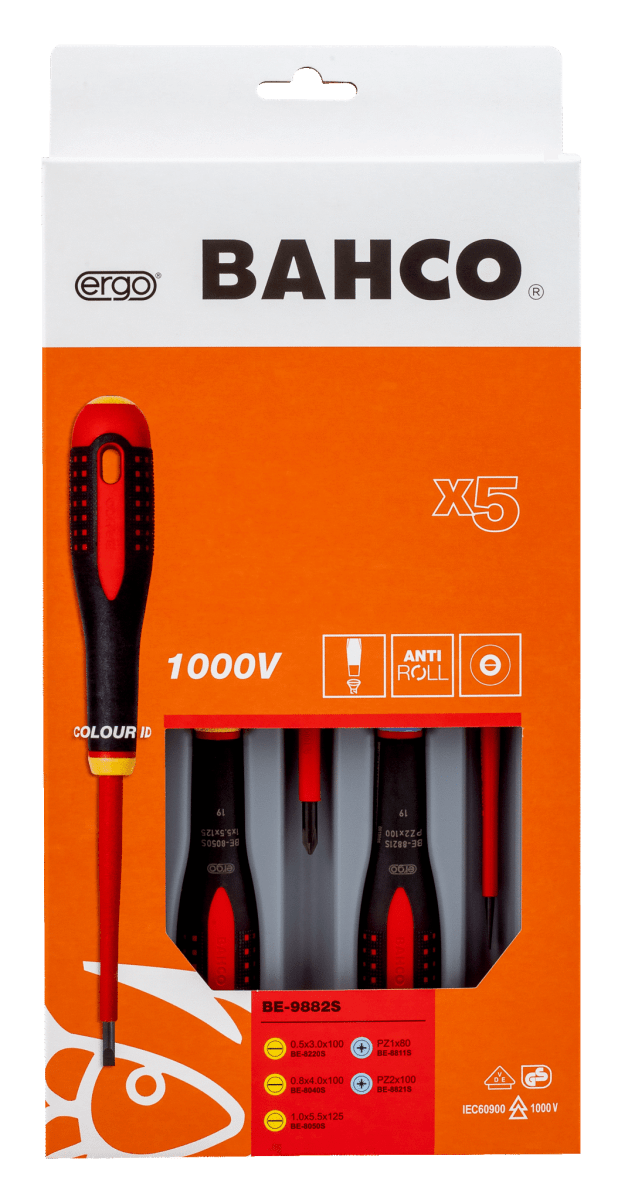 JUEGO DE DESTORNILLADORES AISLADOS VDE ERGO™ 5 PCS BAHCO / BE-9882S1