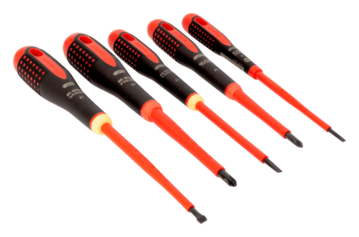 JUEGO DE DESTORNILLADORES PHILLIPS Y RANURADOS AISLADOS VDE ERGO™ 5 PCS BAHCO /  BE-9881S1
