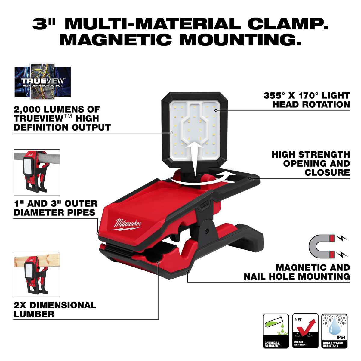 LINTERNA REFLECTOR CON SUJECIÓN M18™ MILWAUKEE 2358-201