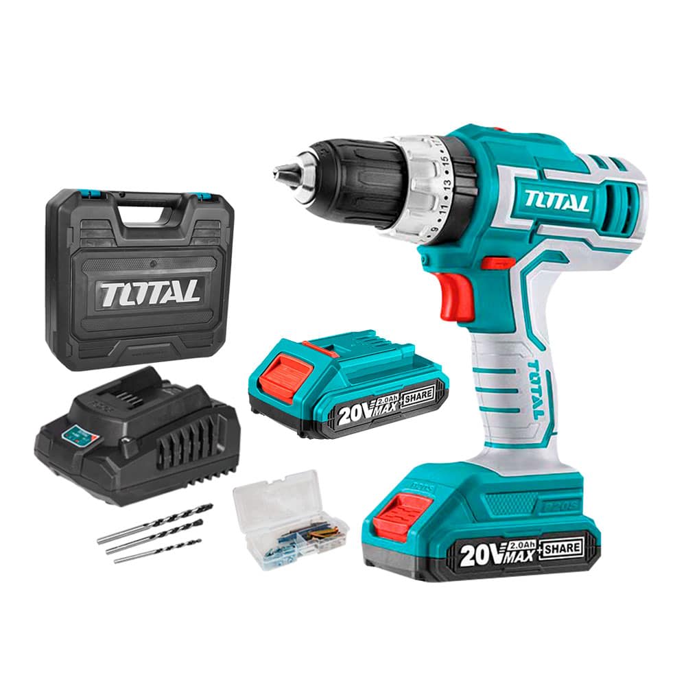 TALADRO PERCUTOR 1/2'' ATORNILLADOR 20V ACCESORIOS TOTAL - TIDLI200311