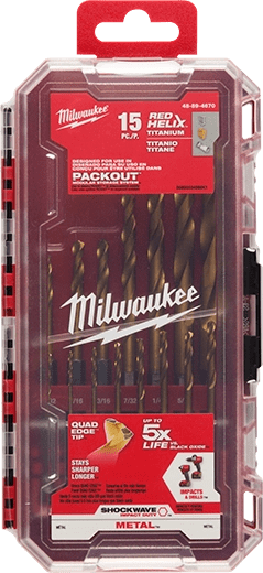 Juego de brocas de titanio SHOCKWAVE Impact Duty™ RED HELIX™ - 15 piezas 48-89-46702