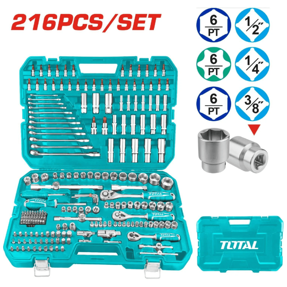 SET DE HERRAMIENTAS MANUALES 216 PCS ESTUCHE INDUSTRIAL - THKTHP221661