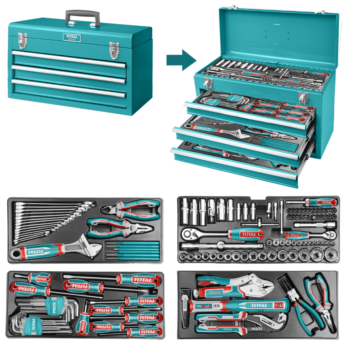SET DE HERRAMIENTAS MANUALES TOTAL 132 PCS MALETIN - THPTCS713213