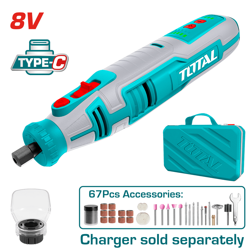 RECTIFICADORA 8V 5000-28000RPM CON ACCESORIOS TOTAL / TMGLI08011