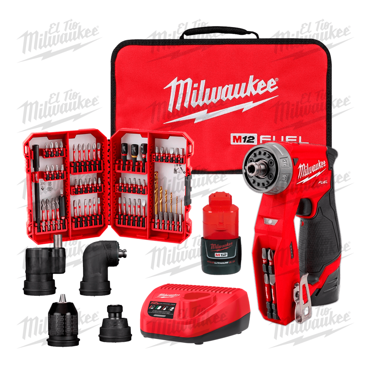 KIT TALADRO DE INSTALACIÓN 4 EN 1 2505-22 + JUEGO DE PUNTERAS 60 PCS MILWAUKEE1