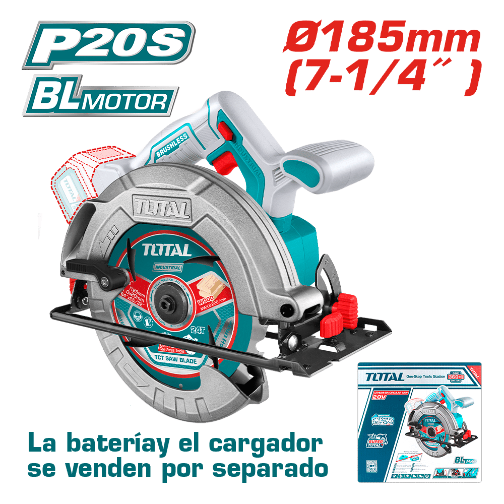 SIERRA CIRCULAR LI-ION 20V 4800RPM 185MM 7 1/4 BRUSHLESS INDRUSTIAL TOTAL -TSLI18511
