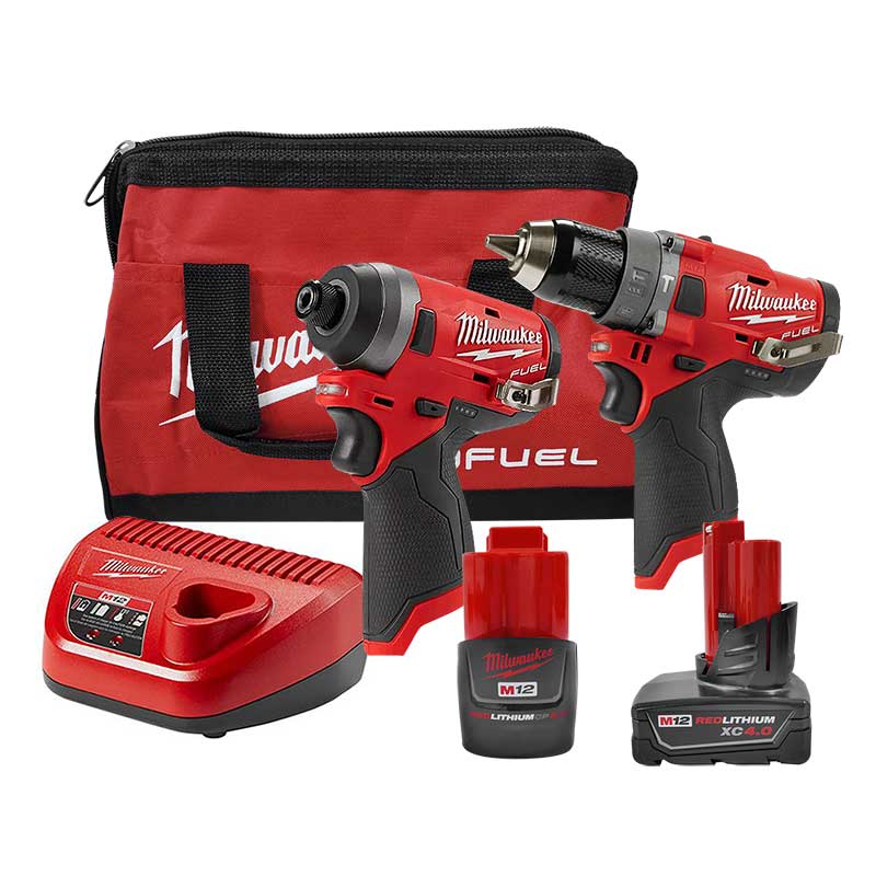 COMBO MILWAUKEE FUEL 2598-22 DE TALADRO PERCUTOR ½ CON ATORNILLADOR DE IMPACTO ¼ DE 12 VOLTIOS BRUSHLESS2