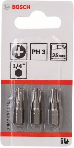 JUEGO PUNTA EXTRA FUERTE - 3 PUNTAS DE 25 MM CON CABEZA PHILLIPS PH32