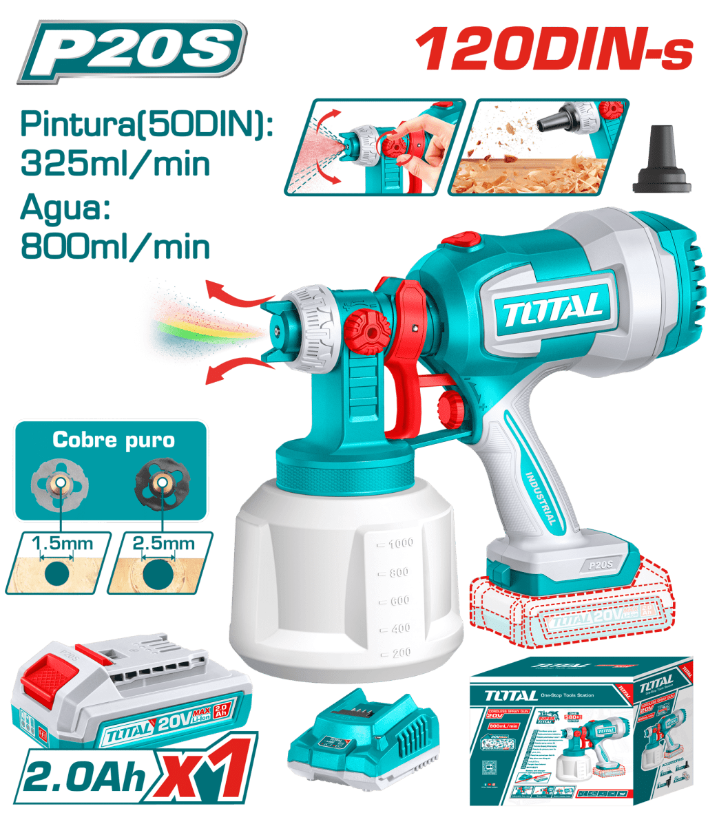 PISTOLA PARA PINTAR 20V 800ML TOTAL - FT - TSGLI200421