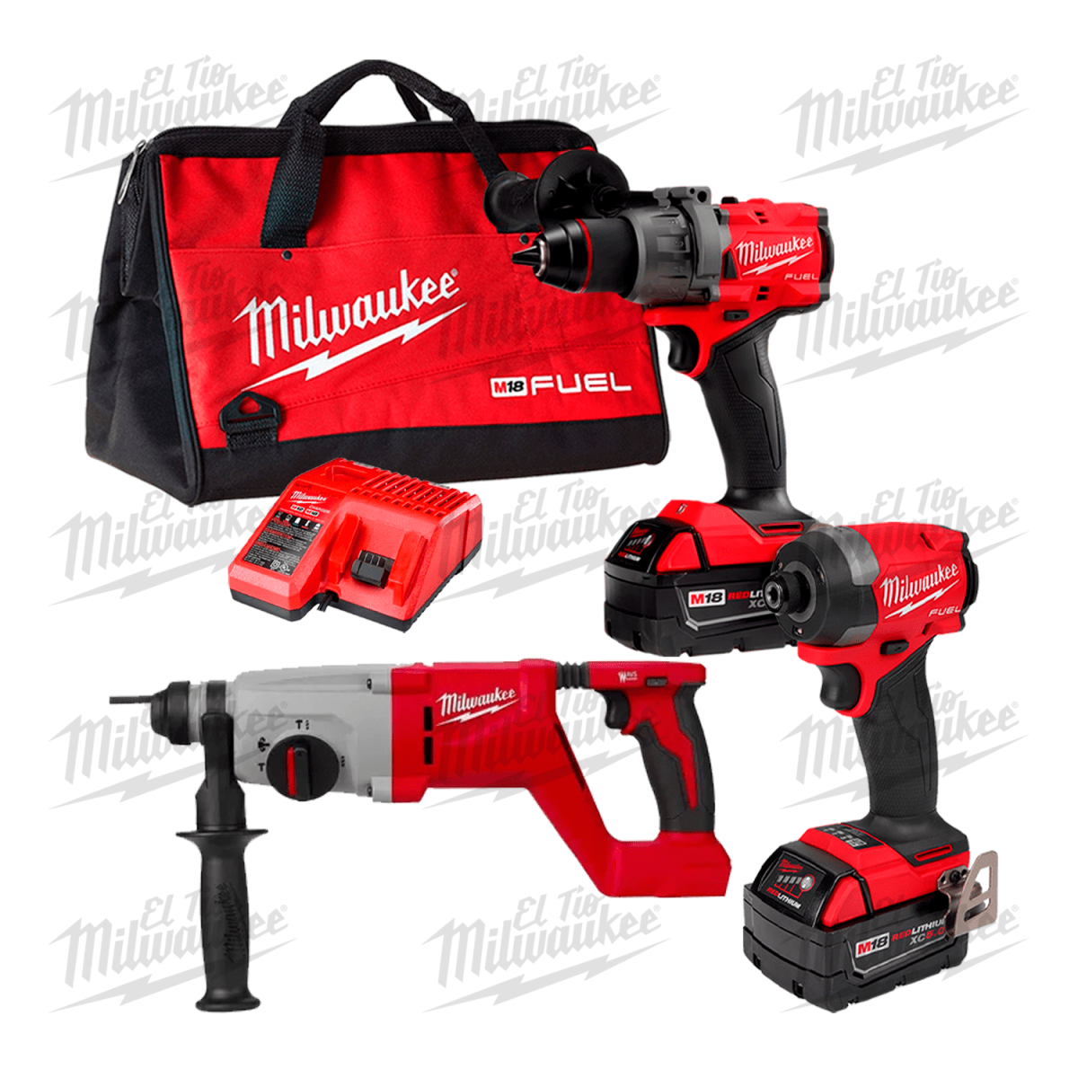 COMBO BRUSHLEES M18 FUEL 4TA GEN + MARTILLO ROTATIVO BRUSHLEES M18 SDS PLUS 1