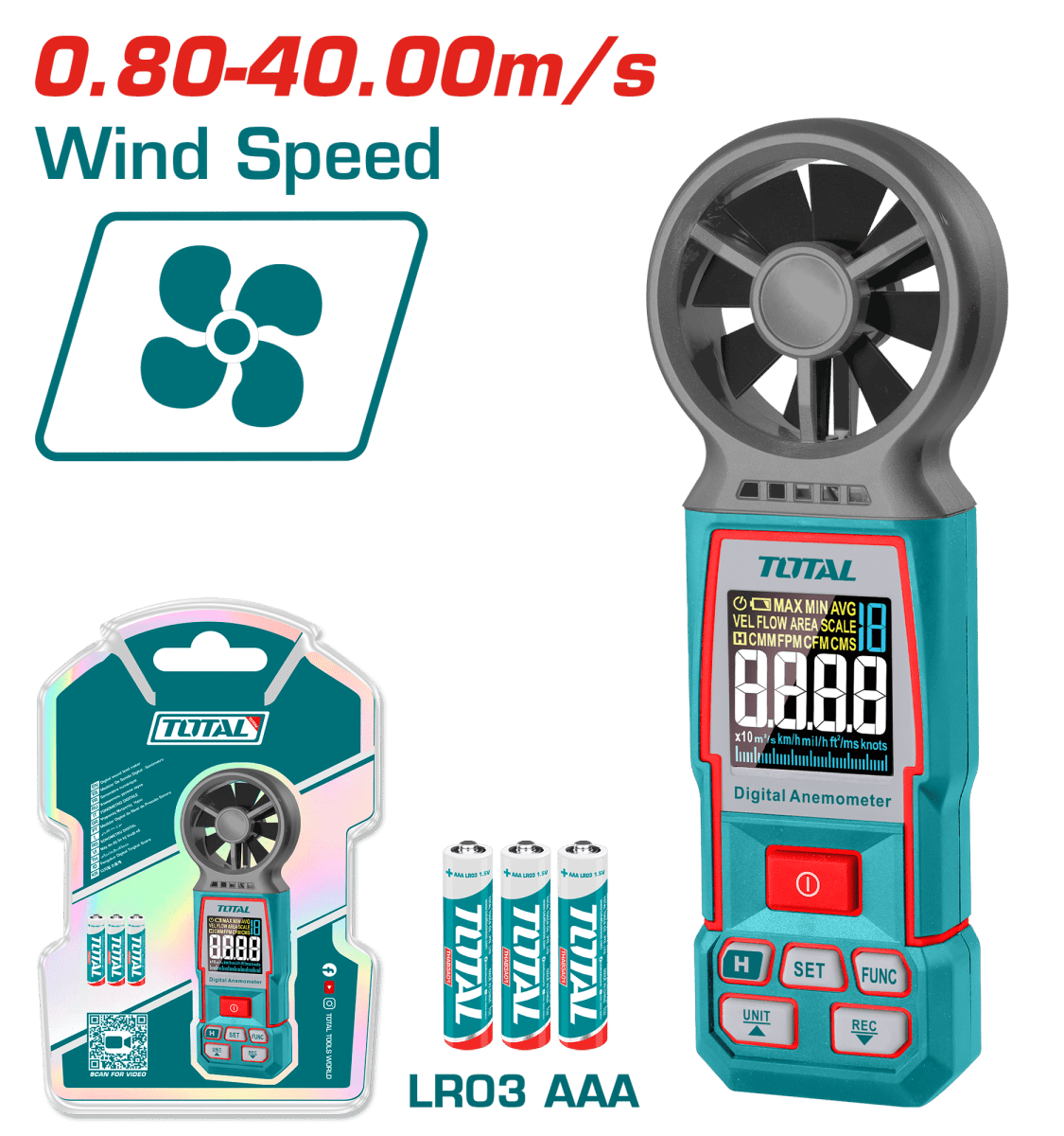 ANEMOMETRO DIGITAL 0.80-40M/S TOTAL - TETAN0311