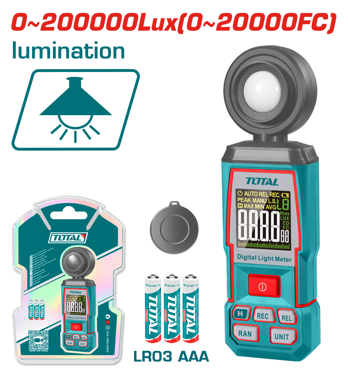 LUXOMETRO DIGITAL 0-200000LUX TOTAL - TETLU0311