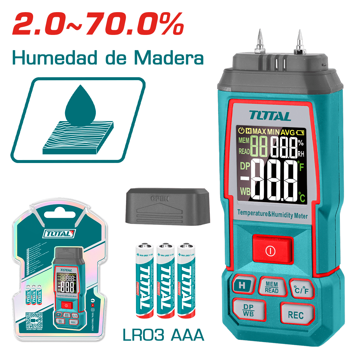 MEDIDOR DE HUMEDAD PARA MADERA 2.0 70% TOTAL -1