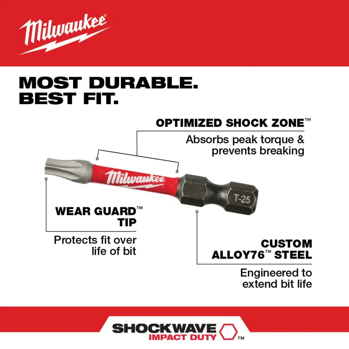 JUEGO DE PUNTAS DE DESTORNILLADOR TORX SHOCKWAVE DE 2 PULGADAS MILWAUKEE 48-32-40932
