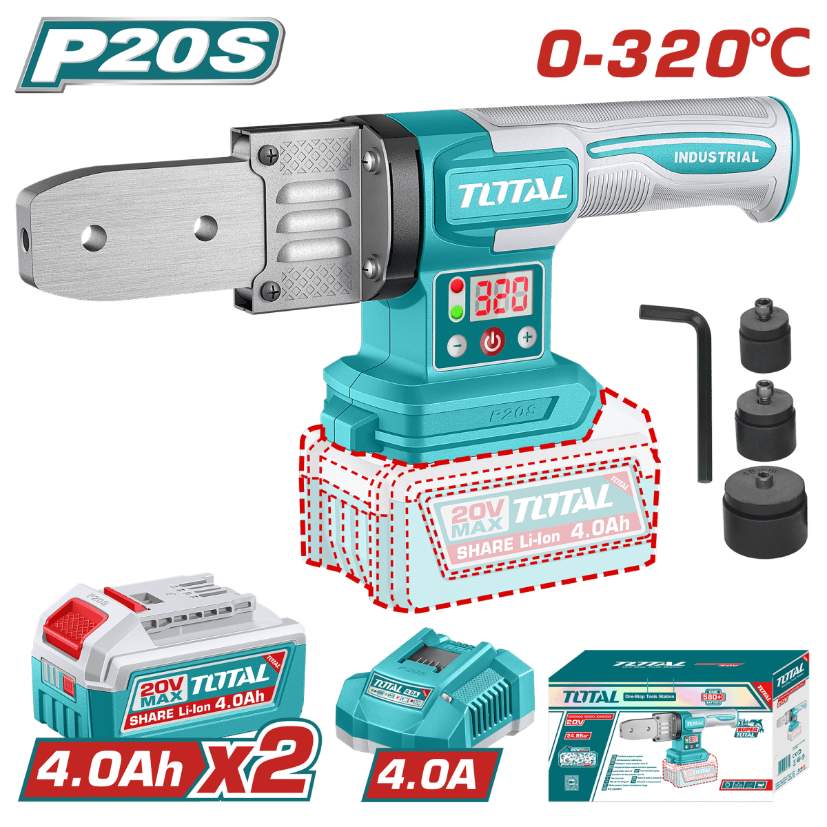 TERMOFUSORA 20V  320ºC  2X4.0AH TOTAL TWTLI201821