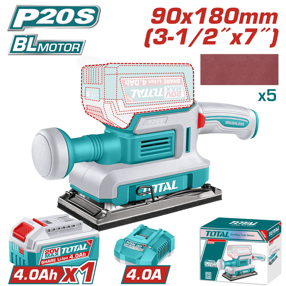 LIJADORA ACABADOS 20V TOTAL - TFSLI203131