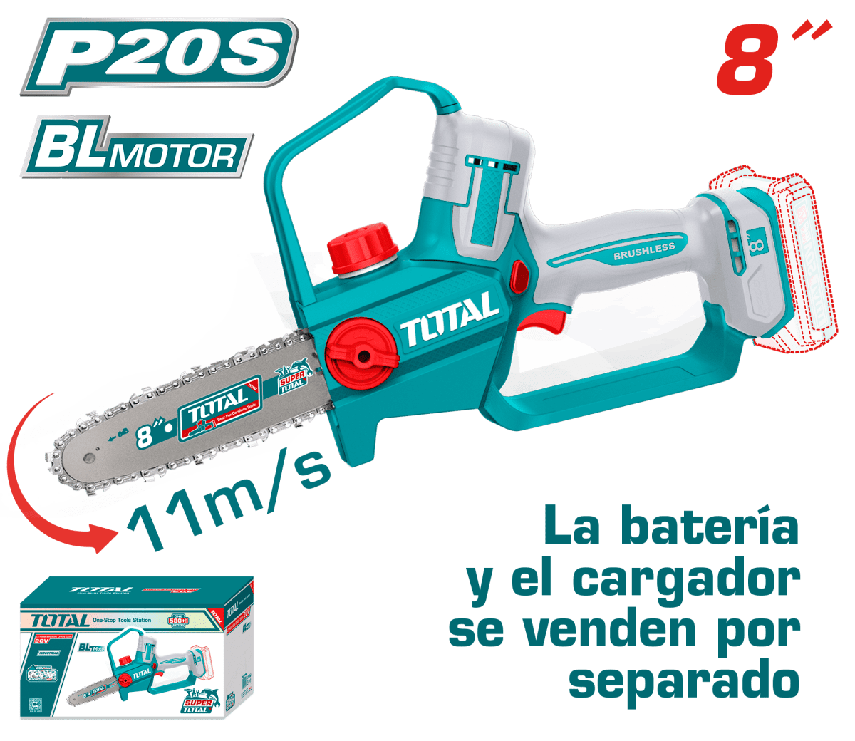 MINI SIERRA INALAMBRICA 20V 8” (20CM) 11M/S TOTAL/ TGSLI20881