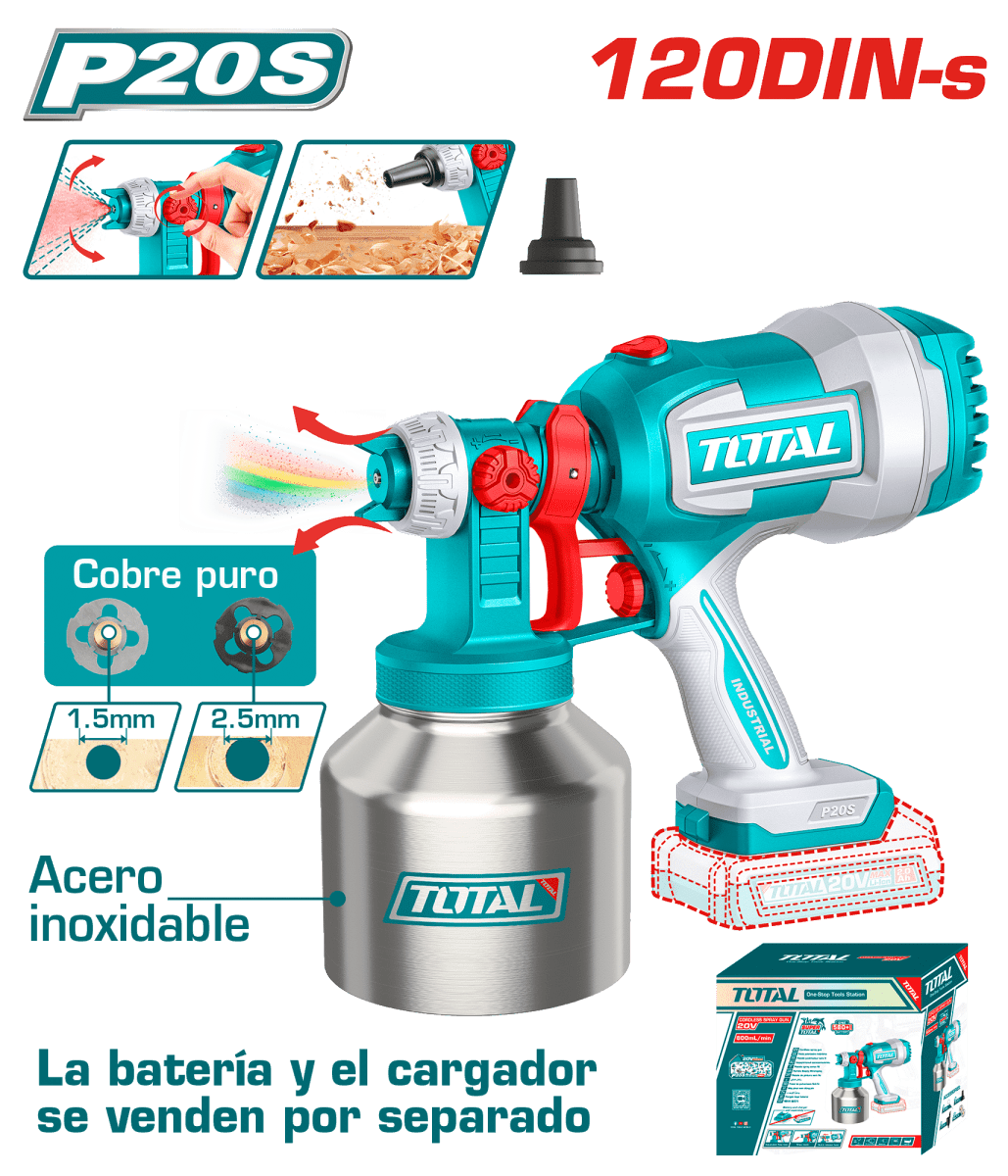 PISTOLA PINTAR BARETOOLS  20V DE 1L TANQUE METAL TOTAL TSGLI200411