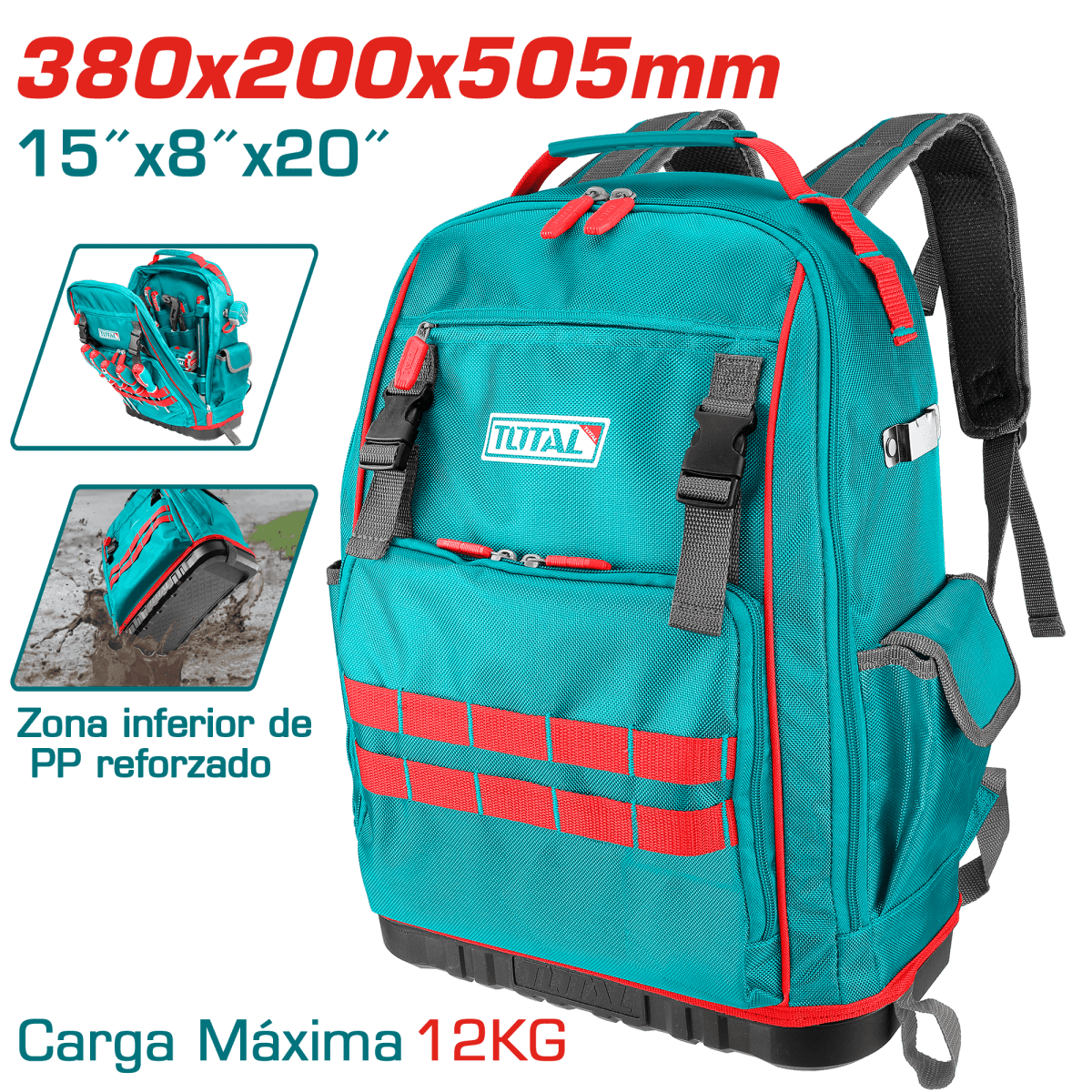 MOCHILA HERRAMIENTAS MAX 16KG 380X200X505MM POLYESTER OXFORD 1680D1
